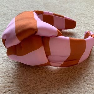 Rock and Bone Orange and pink silk striped headband.  HUGE knot!